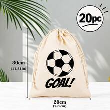 12pcs/Set Football GOAL! Printed Drawstring Storage Bags, Reusable Canvas Gift Bags, Suitable For Football Party Favors, Game Day, Birthday And Graduation Celebration Sports Themed Bags, Perfect For Gifts And Small Accessories - A - View 12