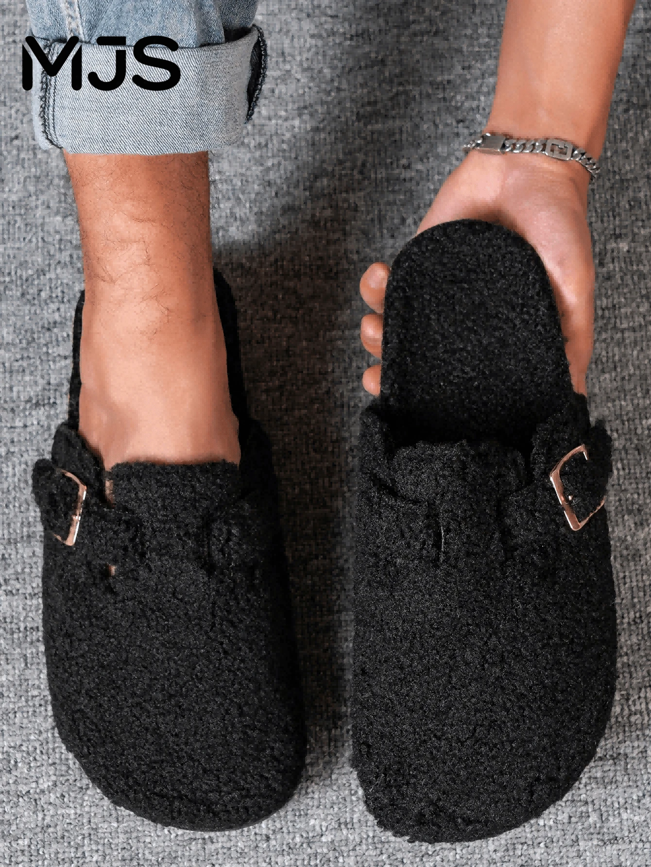 Men's Casual Retro Slouchy Mule Slippers With Adjustable Buckle, Available In Thermal Lined Autumn/Winter Style And Non-Fleece All-Season Style