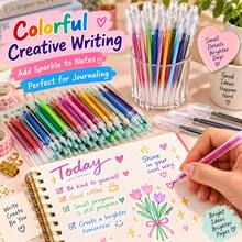 223-Piece Glitter Gel Pen Set, 25 Clear Pen Barrels + 198 Color Refills, 0.5mm Bullet Tip, Sparkling Multicolor Writing Pens For Journaling, Notes, Cards, Planners & DIY - 198 Refills + 25 Empty Pen Barrels - View 5
