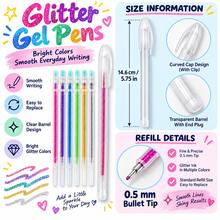 223-Piece Glitter Gel Pen Set, 25 Clear Pen Barrels + 198 Color Refills, 0.5mm Bullet Tip, Sparkling Multicolor Writing Pens For Journaling, Notes, Cards, Planners & DIY - 198 Refills + 25 Empty Pen Barrels - View 2