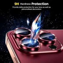 XINHONGYU 7片裝酒紅色防刮高畫質相機鏡頭保護膜，相容於 Phone DUO/Phone 18 Pro Max/18 Pro/17 Pro/17 E/16/15 Pro/14 Pro Max/14 Pro/13/12/11，超耐用鏡頭保護貼，9H 鋼化玻璃超薄相機鏡頭保護環，完美貼合，超清晰鋼化玻璃金屬鏡頭保護蓋，耐用時尚手機配件 - 酒紅色 - 查看 4