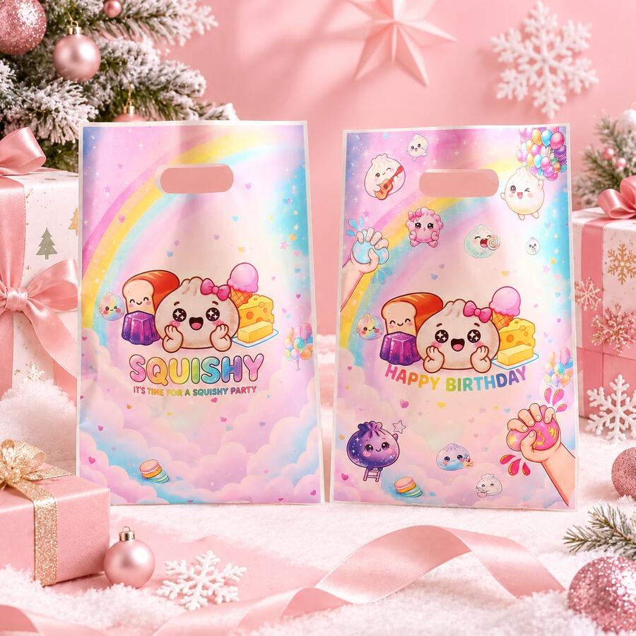 12/20/40 Pieces, Pink Cartoon-Themed Gift Bags, Small Favor Bags For Birthday Parties, Portable Tote Bags, Cute Cartoon Gift Bags In Multicolor Styles Suitable For Birthday Party Decorations, Themed Party Room Decor - Multi-color - View 1