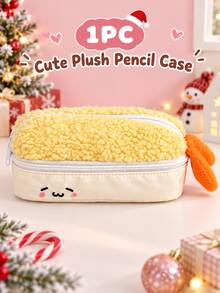 1pc Adorable Fried Shrimp Tempura Plush Pencil Case-A Fun, Dual-Zippered Case Shaped Like A Fried Shrimp, Offering High-Capacity Stationery Storage. - Multiple Styles - View 10