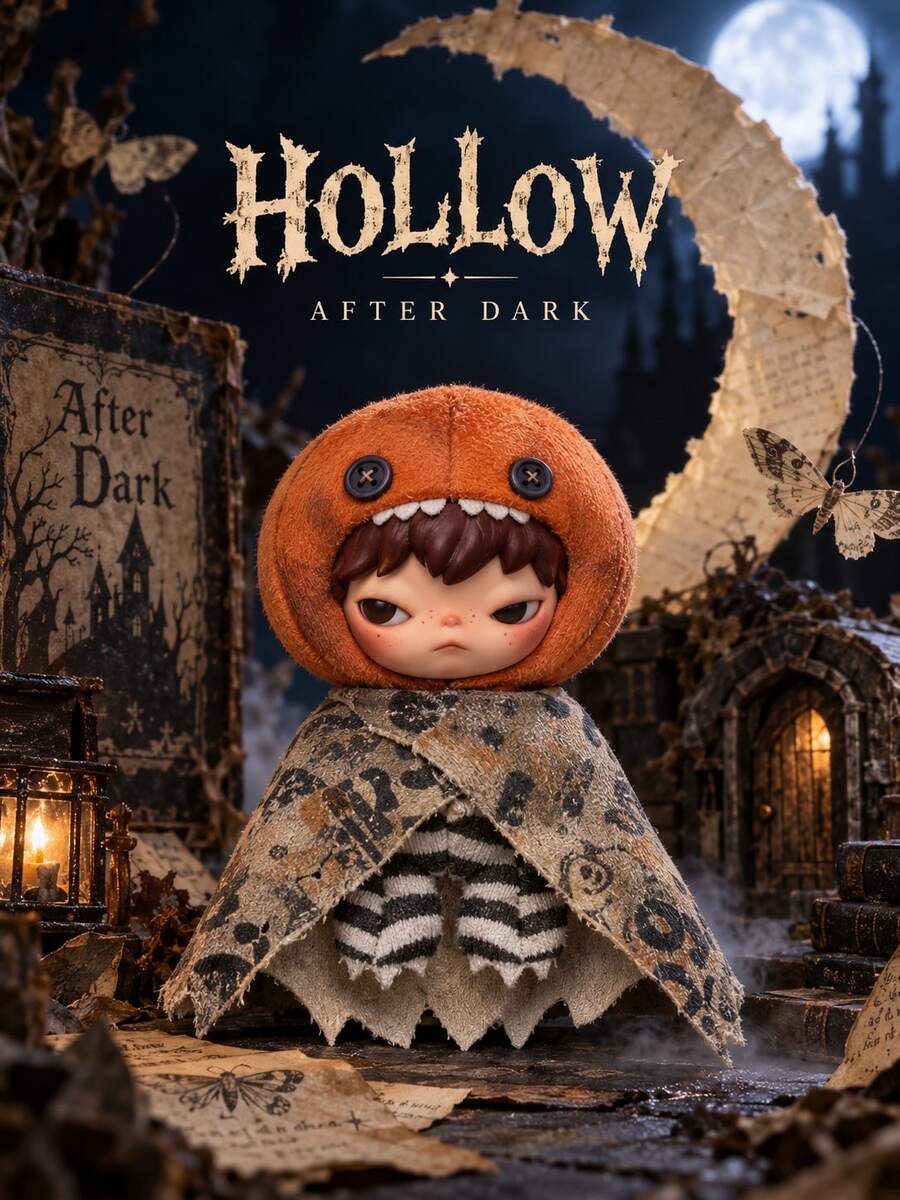Hadiah Kotak Misteri Liontin Boneka Plush Seri Hirono Dark Field, Dekorasi Gantung Halloween Seri Hirono, Dekorasi Meja, Kotak Misteri, Aksesori Desain Kepala Labu - MultiWarna - View 1