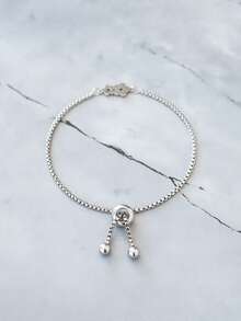1Pc 3mm Stainless Steel Box Chain Bracelet With Elephant Cross Flower Bike Geometric Charm Minimalist Men Jewelry Gift - Silver - View 9