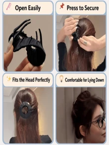 Hidden Round Flat Hair Claw Clip | Invisible Mini Claw Clip | Lightweight Comfortable No Pulling Hair | Daily French Elegant Updo Hair Accessory | Multiple Styles Available - Multicolor - View 7