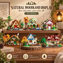 400+PCS Forest Cabin Building Block Set, 6 Styles Available, Mini Woodland House Model, Adult Collectible Desktop Display Decor, Each Style Sold Separately - Forest Cabin - View 8