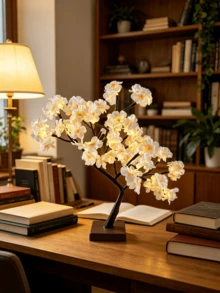 1PC 24-Light Cherry Blossom Atmosphere Flower Lamp, USB & 3 AA Battery Dual Power Supply, Super Bright Warm White LED Tree Light, Romantic Decoration Lamp For B&B, Bedroom, Desktop - Warm white light - View 4
