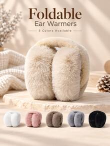 Women's Foldable Winter Ear Muffs, Cute Full Ear Coverage Warm Ear Muffs, Compact Foldable Design, Comfortable Ear Muffs, Suitable For Students, Campus, Commuting, Travel, Outdoor Walking, Daily Winter Wear, Cold Weather Accessories, Street Style, Creative Gift - Multicolor - View 2