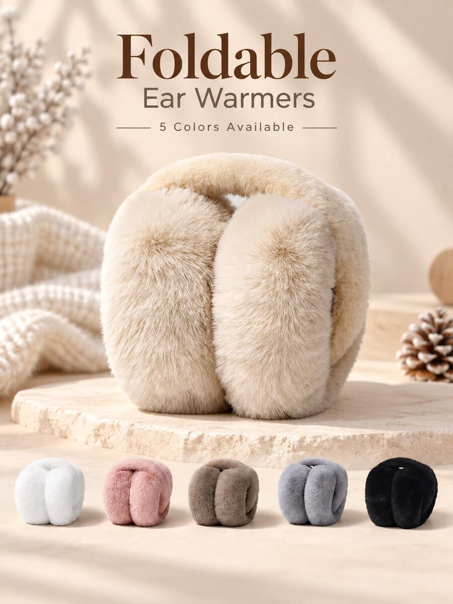 Women's Foldable Winter Ear Muffs, Cute Full Ear Coverage Warm Ear Muffs, Compact Foldable Design, Comfortable Ear Muffs, Suitable For Students, Campus, Commuting, Travel, Outdoor Walking, Daily Winter Wear, Cold Weather Accessories, Street Style, Creative Gift
