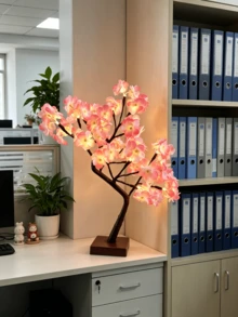 1 cái đèn bàn cây hoa anh đào 24 LED 45cm, nguồn kép USB/pin 3AA, trang trí trong nhà dịp Giáng sinh và Lễ Tạ ơn - Màu vàng - Xem 3