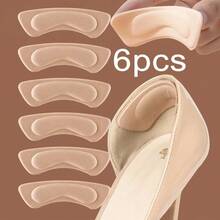 6pcs Thickened Soft Cushioning Heel Pads, Anti-Slip Shock Absorbing, Suitable For High Heels, Dress Shoes, Walking, Running, Unisex Heel Pads - Beige - View 9