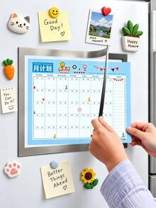 1 Set Magnetic Self-Discipline Checklist Self-Study Framework, Self-Adhesive Magnets, Suitable For Refrigerator And Wall, Ideal For Students To Plan Daily Learning Goals And Adjust Monthly Schedules - Set - View 2