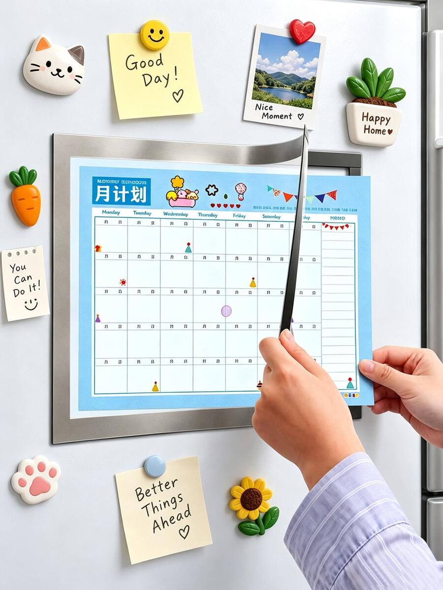 1 Set Magnetic Self-Discipline Checklist Self-Study Framework, Self-Adhesive Magnets, Suitable For Refrigerator And Wall, Ideal For Students To Plan Daily Learning Goals And Adjust Monthly Schedules