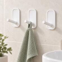 White No Drill PP Plastic Self-Adhesive Wall Hook Heavy Duty Adhesive Hooks For Bathroom Kitchen Entryway Closet Organization Space Saving Waterproof Oil Proof Easy Install Strong Load Bearing Capacity Home Decor Gift Multi-Purpose - View 2
