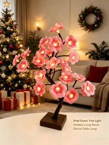 1 Buah Lampu Pohon LED Berbentuk Bunga Persik 24 Manik-manik Daya Ganda USB Kotak Baterai Cahaya Hangat Super Terang Lampu Pohon Bunga Buatan Dekorasi Rumah Meja Hadiah Ulang Tahun Ornamen - cahaya putih hangat - View 7