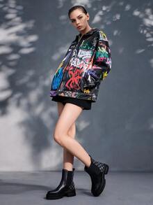 女款 2026 春/秋新款厚底修身切爾西短靴 - 黑色 - 查看 7
