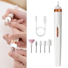Portable Electric Nail File With 5 Replacement Drill Bits, USB Rechargeable With LED Light, Adjustable Speed, Suitable For Manicure And Nail Care Tools, Women's Gift, Christmas And Halloween Gift - Multicolor - View 2