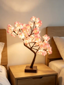 1 cái đèn bàn cây hoa anh đào 24 LED 45cm, nguồn kép USB/pin 3AA, trang trí trong nhà dịp Giáng sinh và Lễ Tạ ơn - Màu vàng - Xem 8