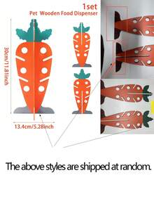 1 Set Carrot Shaped Wooden Pet Feeding Rack, Small Animal Vegetable Feeding Rack, Rabbit/Guinea Pig Interactive Snack Rack, Pet Food Dispenser, Vegetable/Hay/Leaf Feeding Rack, Decorative Feeding Device For Small Pets - View 12