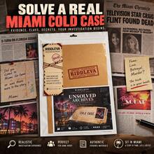RIDDLEVA Miami Unsolved Files Detective Mystery Board Game Cold Case Clue Investigation Puzzle Game Multiplayer Interactive Tabletop Game Halloween Party Christmas Birthday Gift - Khaki - View 2