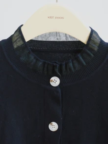 Women's Short Knit Cardigan, Ruffle Trim, Front Button Closure, Long Sleeve Regular Length, Suitable For Autumn/Winter - Black - View 3