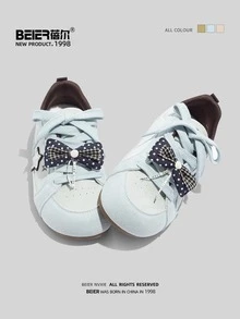 BEIER 1 Pasang Sepatu Kasual Bertali Kulit PU Star Fashion, Cocok untuk Semua Musim - Biru - View 4