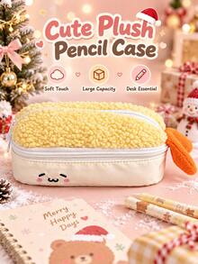 1pc Adorable Fried Shrimp Tempura Plush Pencil Case-A Fun, Dual-Zippered Case Shaped Like A Fried Shrimp, Offering High-Capacity Stationery Storage. - Multiple Styles - View 7