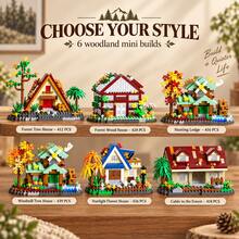 400+PCS Forest Cabin Building Block Set, 6 Styles Available, Mini Woodland House Model, Adult Collectible Desktop Display Decor, Each Style Sold Separately - Forest Cabin - View 2