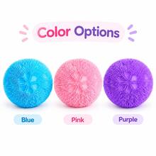 3-Color Pattern Soft Touch Ball, Soft Elastic Spiky Round Ball, Fun Sensory Educational Toy, Random Color Desktop Toy, Party Gift - Multicolor - View 3