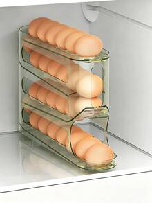 Minimalist 4-Tier Egg Storage Box PP Plastic Automatic Rolling Egg Dispenser Rack Large Capacity Slide Rail Design Suitable For Refrigerator Kitchen Home Daily Food Organization - Multicolor - View 14