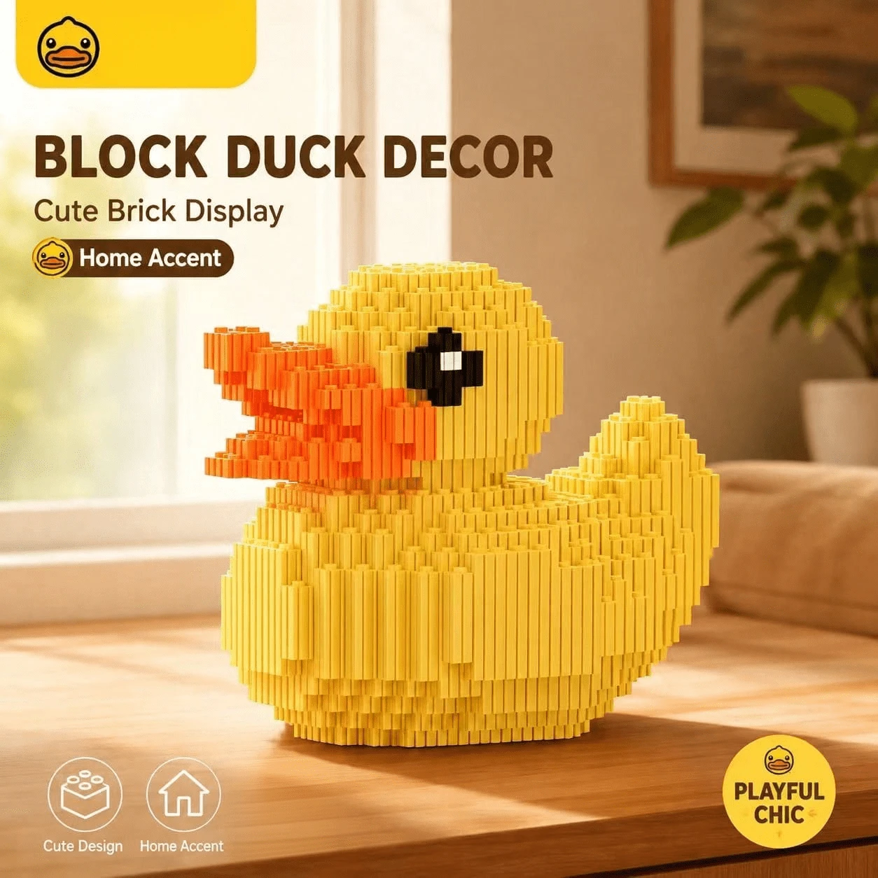 2026 Healing Style Little Yellow Duck Building Blocks Assembly Artwork High Difficulty Particle Assembly Model Living Room Desktop Atmosphere Decoration Ornament Christmas Gift Birthday Gift Perfect Gift - Multicolor - View 1