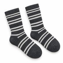 1 Pair Striped Winter Mid-Calf Socks, Thick & Comfortable Knitted Socks With Ribbed Cuff, Neutral Color, Suitable For Daily Wear - Multicolor - View 10