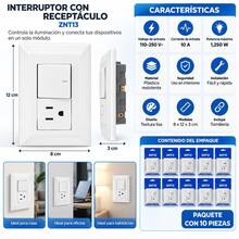 Paquete de 3 Interruptor con Receptáculo para Pared Modelo ZN113 – Diseño Práctico y Moderno - Estrella - Ver 2