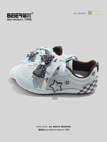 BEIER 1 Pasang Sepatu Kasual Bertali Kulit PU Star Fashion, Cocok untuk Semua Musim - Biru - View 6