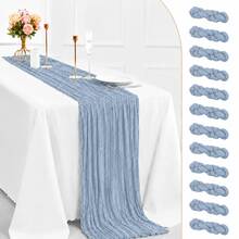 12 Pack Dusty Blue Cheesecloth Table Runner, 35 X 120 Inch Boho Gauze Table Runner, Soft Sheer Crinkle Wrinkled Table Runner, Reusable Washable Table Decor For Wedding Reception, Bridal Shower, Baby Shower, Party, Dining Table, Holiday, Home Decor - Gray-blue - View 31