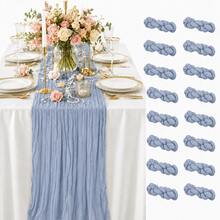 12 Pack Dusty Blue Cheesecloth Table Runner, 35 X 120 Inch Boho Gauze Table Runner, Soft Sheer Crinkle Wrinkled Table Runner, Reusable Washable Table Decor For Wedding Reception, Bridal Shower, Baby Shower, Party, Dining Table, Holiday, Home Decor - Gray-blue - View 25