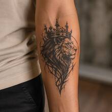 1pc Waterproof Anti-Rub PVC Realistic Lion Tattoo Sticker, Suitable For Daily Use - Grey - View 6