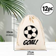 12pcs/Set Football GOAL! Printed Drawstring Storage Bags, Reusable Canvas Gift Bags, Suitable For Football Party Favors, Game Day, Birthday And Graduation Celebration Sports Themed Bags, Perfect For Gifts And Small Accessories - A - View 9