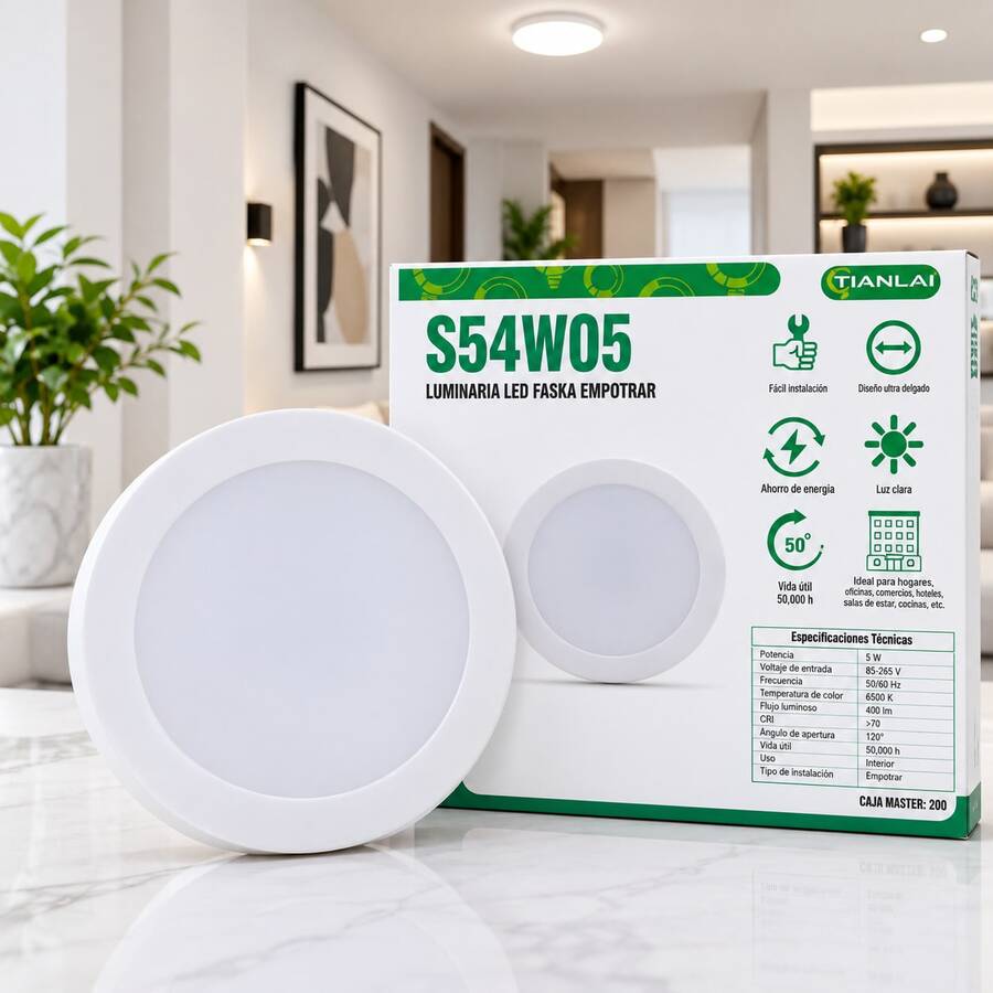 5W Recessed LED Light White 6500K – High Brightness Round LED Panel - White Red Light - View 1