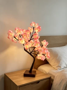 1PC 24-Light Cherry Blossom Glowing Tree Lamp, 3 AA Batteries/USB Dual Power Supply, LED Warm Color Flower Light, Bedside/Homestay/Desktop Decorative Ornament, Romantic Atmosphere Decor Light - Warm white light - View 9