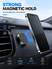 1pc Car Phone Holder Mini Ultra-Thin Magnetic 360° Rotating Dashboard Clip Strong Grip One-Hand Operation Compatible With IPhone And Android Phones Hands-Free Car Accessory Travel Essential Father's Day Gift Summer Road Trip - Mini Magnetic Version - View 6