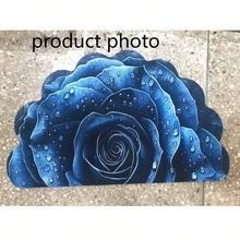 1pc Half-Bloom Dark Blue Rose Asymmetrical Shaped Bath Mat, Bathroom Rug, Doormat, Carpet, Area Rug, Personalized Carpet - Multicolor - View 4