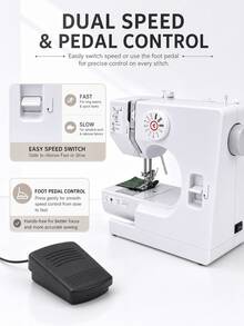 SMEGGEMS Sewing Machine With 12 Built-In Stitches, Portable Household Tabletop Design, Multi-Function Stitch Selection, Adjustable Stitch Length And Automatic Bobbin Winding - White - View 4