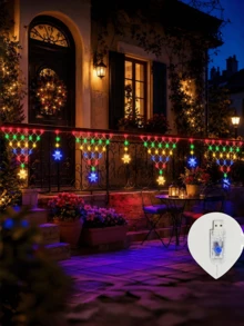 1pc Triangle Fishnet Star Curtain Light, Ambient Lighting, Button Dimmable, Suitable For Outdoor, Villa, Eaves, Porch, Window, Home Room And Holiday Night Decoration - M25-triangle Fishing Net Curtain Lights - View 8