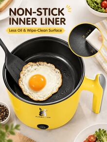 SMEGGEMS Multifunctional Non-Stick Pan, Rice Cooker, Electric Frying Pan, Electric Wok, Electric Pressure Cooker, Mini Hot Pot. Portable And Compact, Easy To Clean, With A Non-Stick Coating, Suitable For Both Indoor And Outdoor Use, A Kitchen Essential. - Yellow - View 3