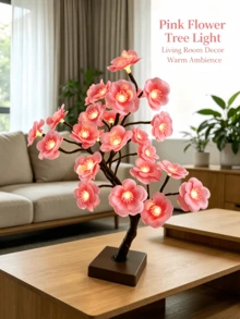 1PC 24 LED Plum Blossom Tree Light, Artificial Flower Lamp, USB & 3 AA Battery Dual Power Supply, Super Bright Warm White Atmosphere Light, Bedroom Desktop Night Light, Proposal Party Decoration Ornament - Yellow - View 3