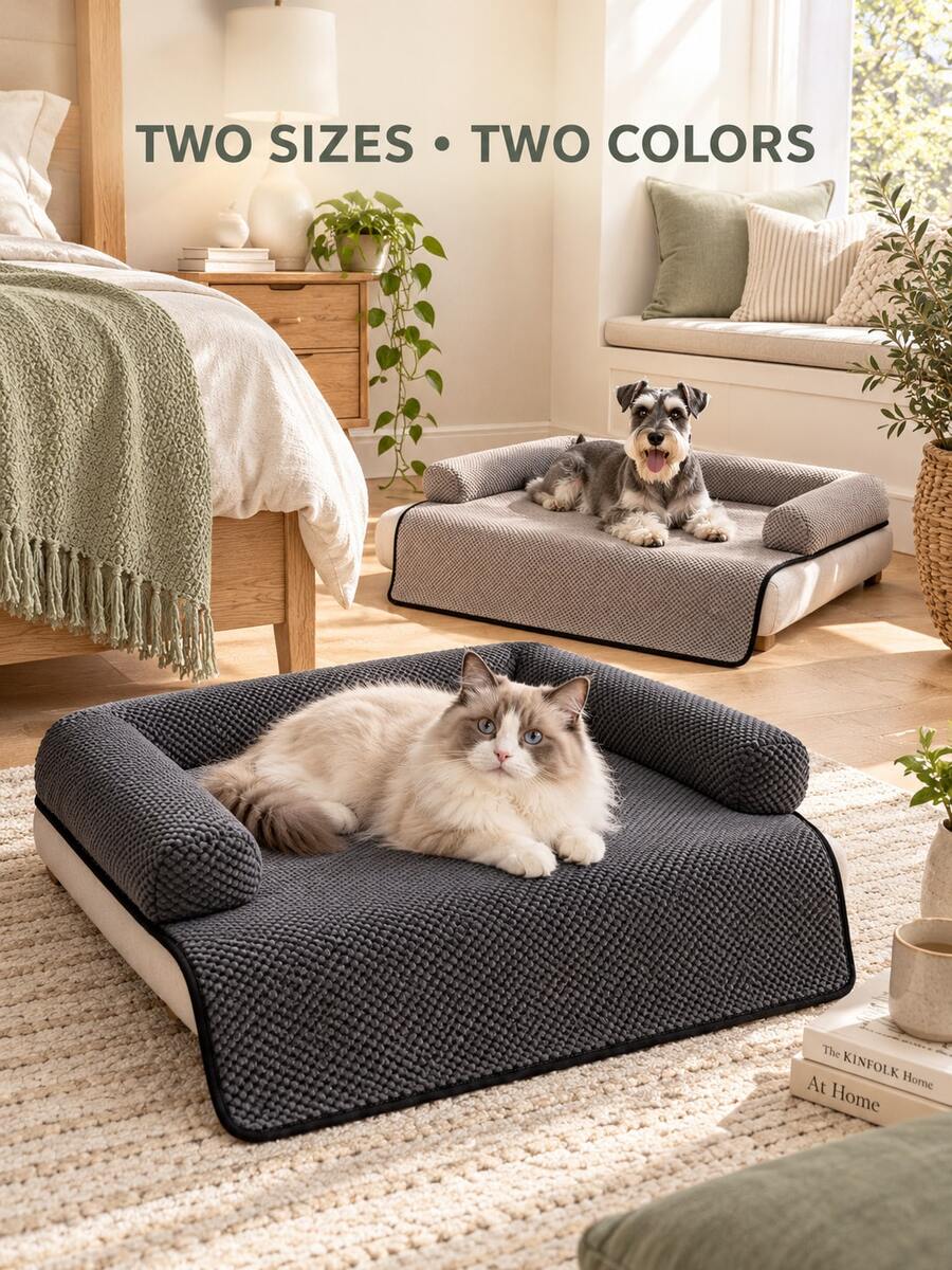 Large Dog Bed For Couch, Dog&Cat Bed, Removable Washable Cover, Waterproof Lining, Non-Slip Bottom, Dog Sofa Bed With Extended Mat ,Dog Bed,Dog Sofa - Multicolor - View 1