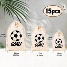 12pcs/Set Football GOAL! Printed Drawstring Storage Bags, Reusable Canvas Gift Bags, Suitable For Football Party Favors, Game Day, Birthday And Graduation Celebration Sports Themed Bags, Perfect For Gifts And Small Accessories - A - View 15