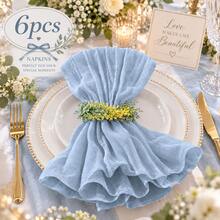 12 Pack Dusty Blue Cheesecloth Table Runner, 35 X 120 Inch Boho Gauze Table Runner, Soft Sheer Crinkle Wrinkled Table Runner, Reusable Washable Table Decor For Wedding Reception, Bridal Shower, Baby Shower, Party, Dining Table, Holiday, Home Decor - Gray-blue - View 29